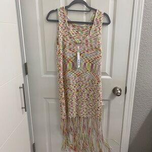 New with tags 525America multicolor Fringe Dress Rydell red small